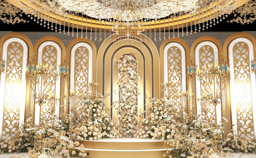 永仁香槟色调婚礼堂效果展示